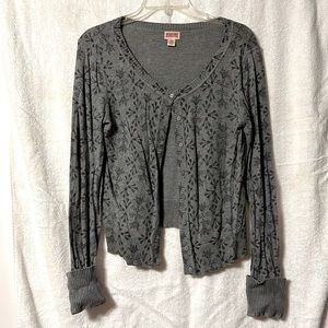 Grey and Black Patterned Cardigan